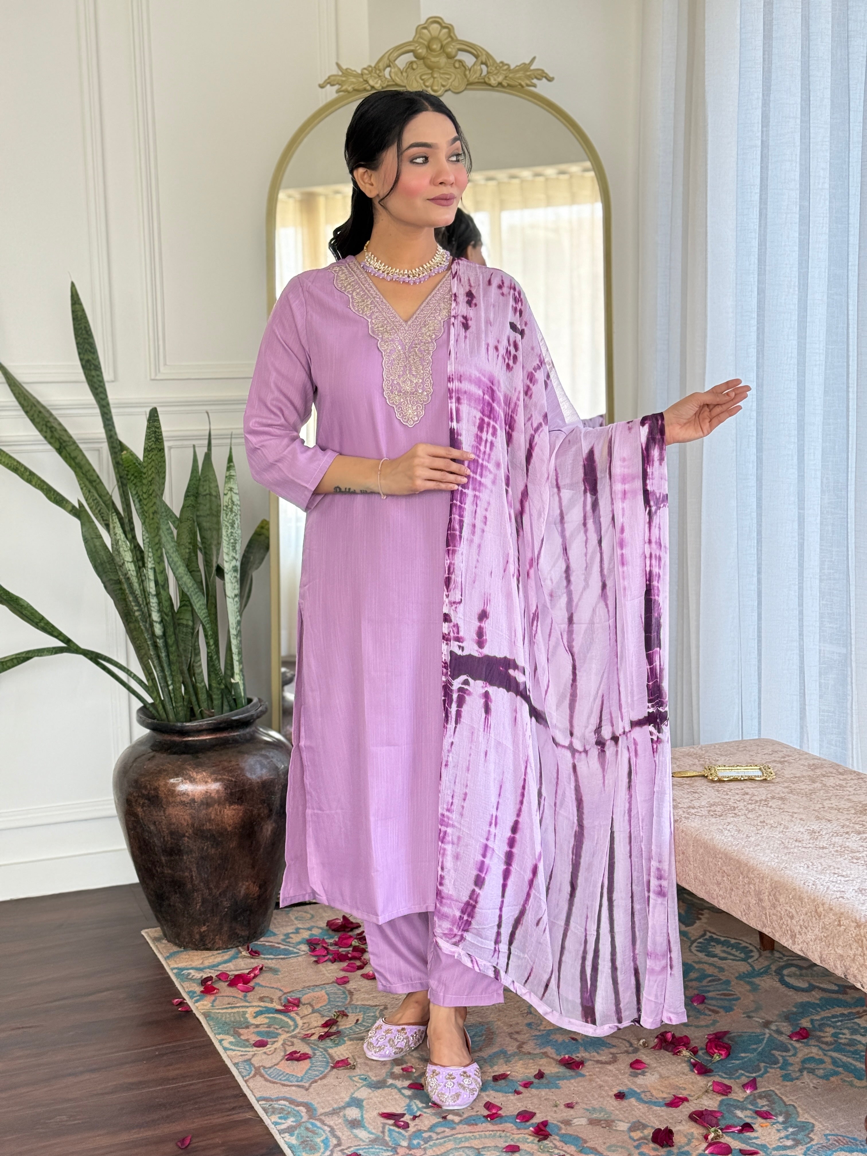 Teeya Creation Baby Pink Colour Viscose Slub Embroidery Work Fully Stitched Kurti Set - Distacart