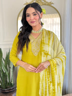 Teeya Creation Liril Colour Viscose Slub Embroidery Work Fully Stitched Kurti Set - Distacart