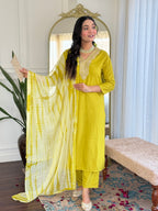 Teeya Creation Liril Colour Viscose Slub Embroidery Work Fully Stitched Kurti Set - Distacart