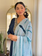Teeya Creation Blue Colour Viscose Slub Embroidery Work Fully Stitched Kurti Set - Distacart
