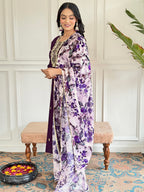 Teeya Creation Purple Colour Viscose Chanderi Embroidery Work Fully Stitched Kurti Set - Distacart