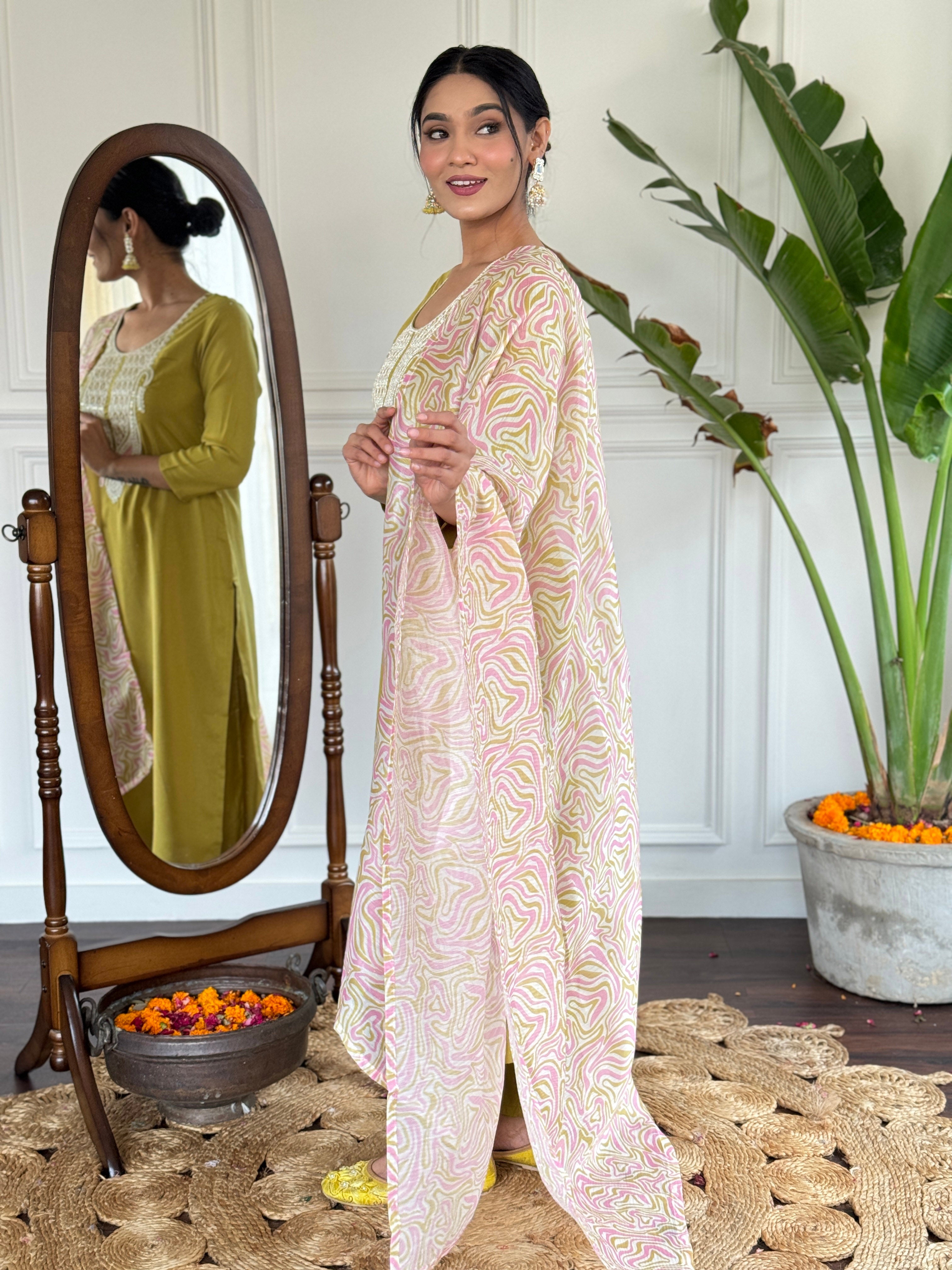 Teeya Creation Liril Colour Viscose Slub Embroidery Work Fully Stitched Kurti Set - Distacart