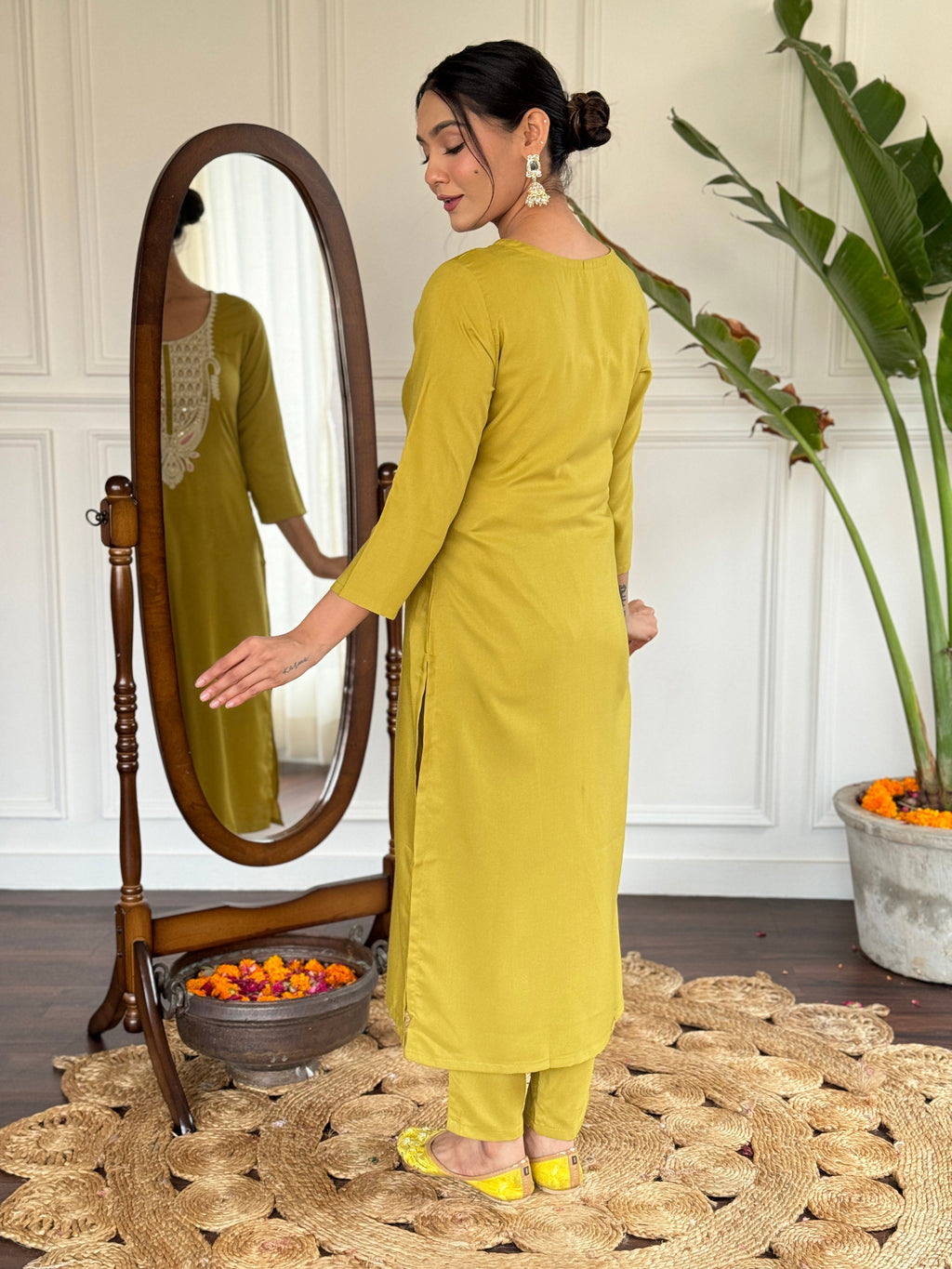 Teeya Creation Liril Colour Viscose Slub Embroidery Work Fully Stitched Kurti Set - Distacart