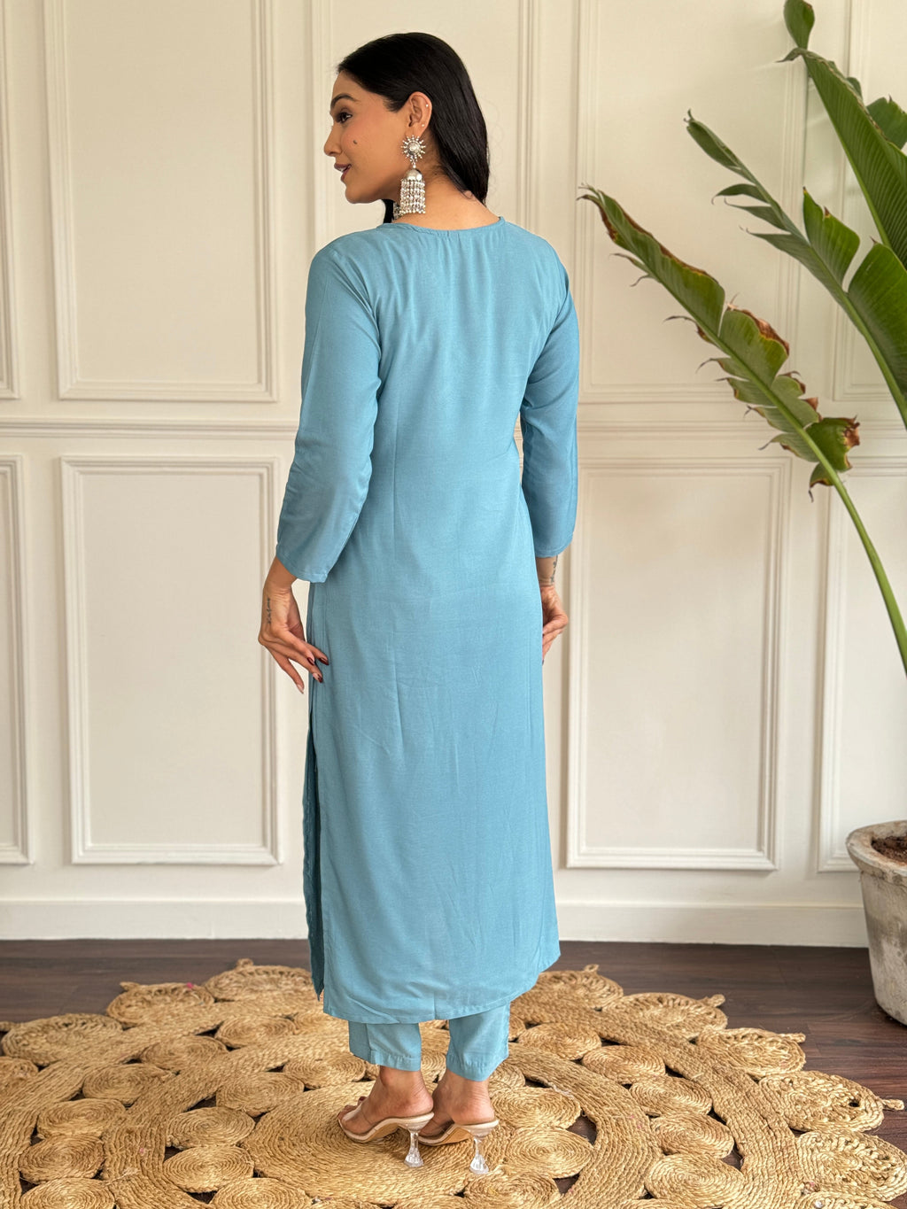 Teeya Creation Grey Colour Viscose Chander Embroidery Work Fully Stitched Kurti Set - Distacart