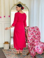 Teeya Creation Rani Colour Viscose Slub Embroidery Work Fully Stitched Kurti Set - Distacart