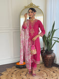 Teeya Creation Rani Color Viscose Rayon Embroidery Work Fully Stitched Kurti Set - Distacart
