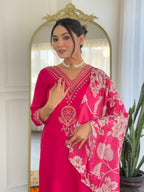 Teeya Creation Rani Color Viscose Rayon Embroidery Work Fully Stitched Kurti Set - Distacart
