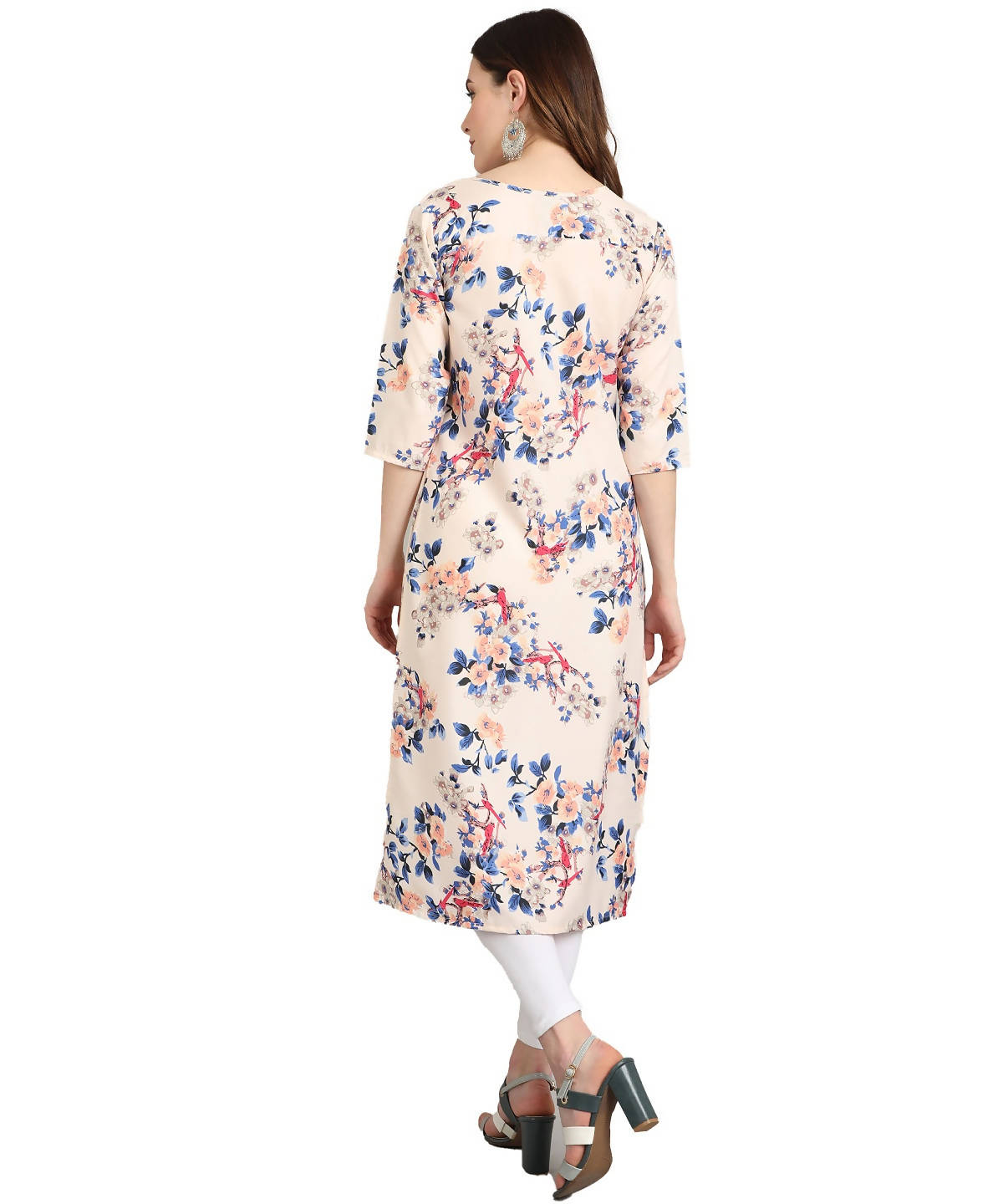 Vamika Cream French Crepe Printed Party Wear/Casual Wear Kurti - Distacart