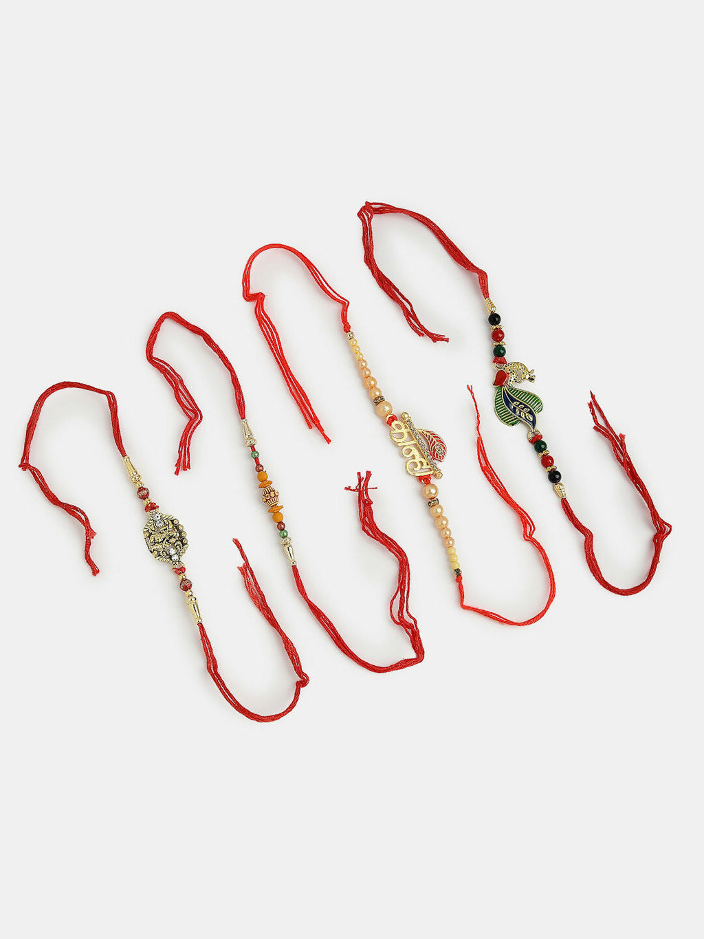 NVR Men Set of 4 Multicolor Radha Krishna & Peacock Design Rakhi With Roli Chawal - Distacart