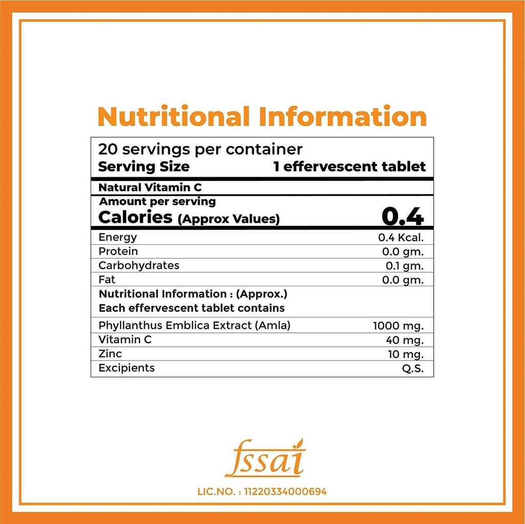 Boldfit Natural Vitamin C 1000mg Effervescent Tablets (Orange Flavor)