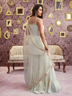Vastranavya Malaika Arora Cream Georgette Embroidered Sequins Palazzo Suit
