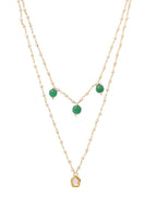 Ruby Raang Gold Kundan and Green Stone Layered Necklace