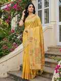Shree Shyam Fashion Yellow Linen Cotton Saree - Distacart