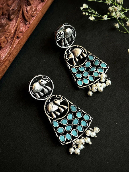 Joban Fashion Elephant Oxidized Earring