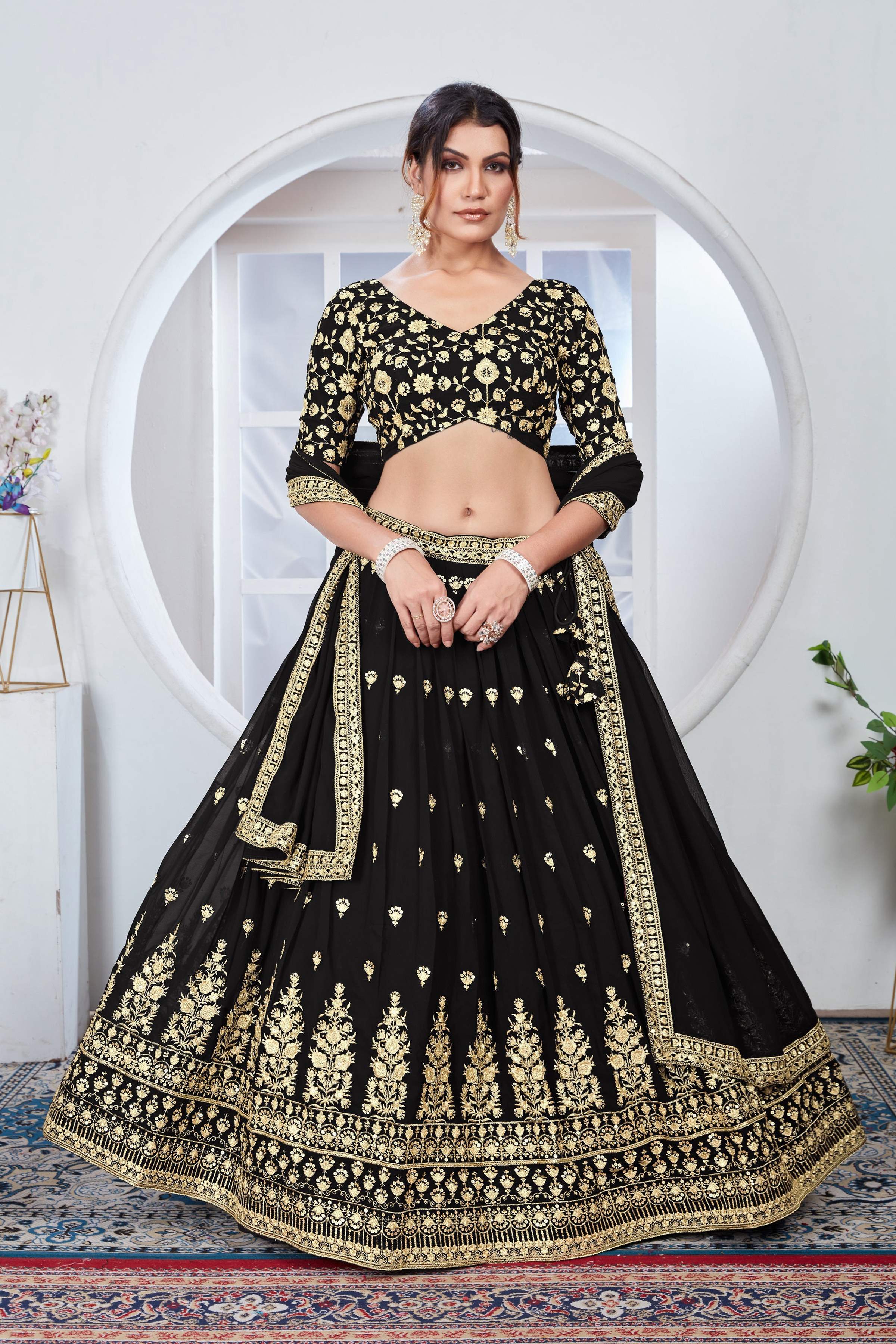 Lehenga Mart Designer Wedding Lehenga Choli For Women - Black