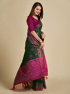 Vedant Vastram Bottle Green Color Kanjeevaram Silk Saree - Bottle Green