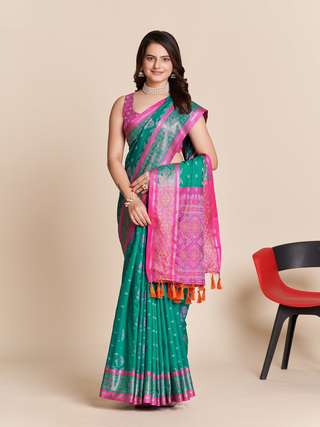 Vedant Vastram Rama Color Kanjeevaram Silk Saree - Rama