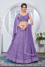 Lehenga Mart Designer Wedding Lehenga Choli For Women - Light Purple