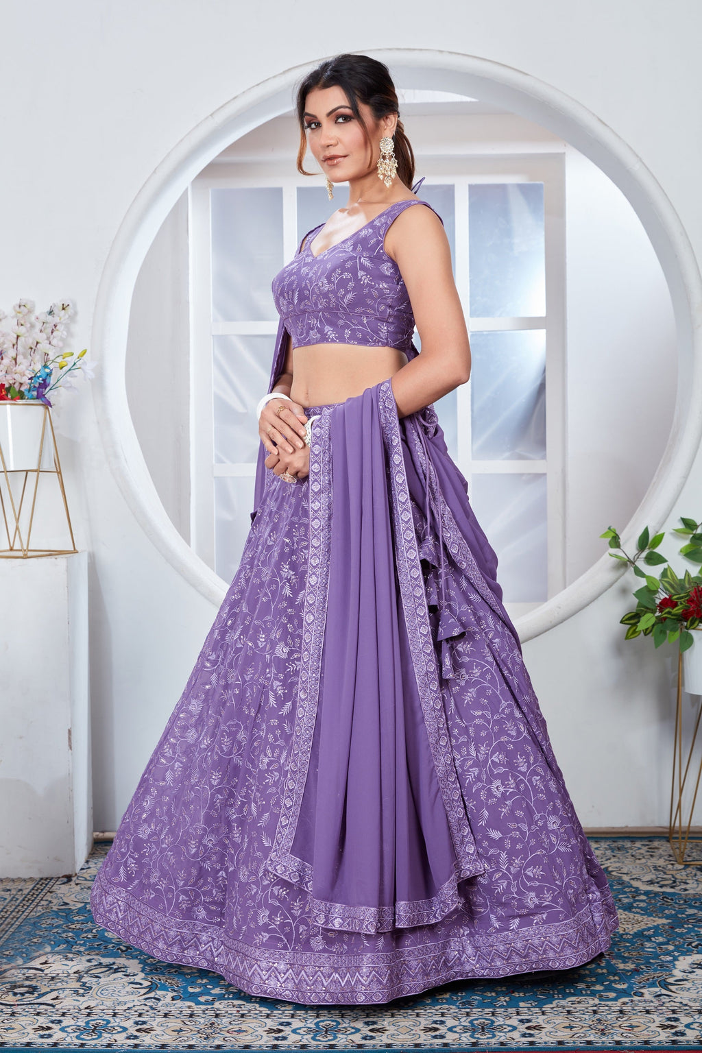 Lehenga Mart Designer Wedding Lehenga Choli For Women - Light Purple