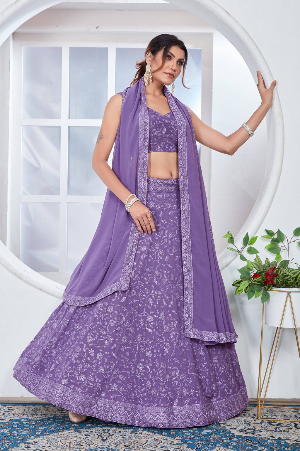 Lehenga Mart Designer Wedding Lehenga Choli For Women - Light Purple