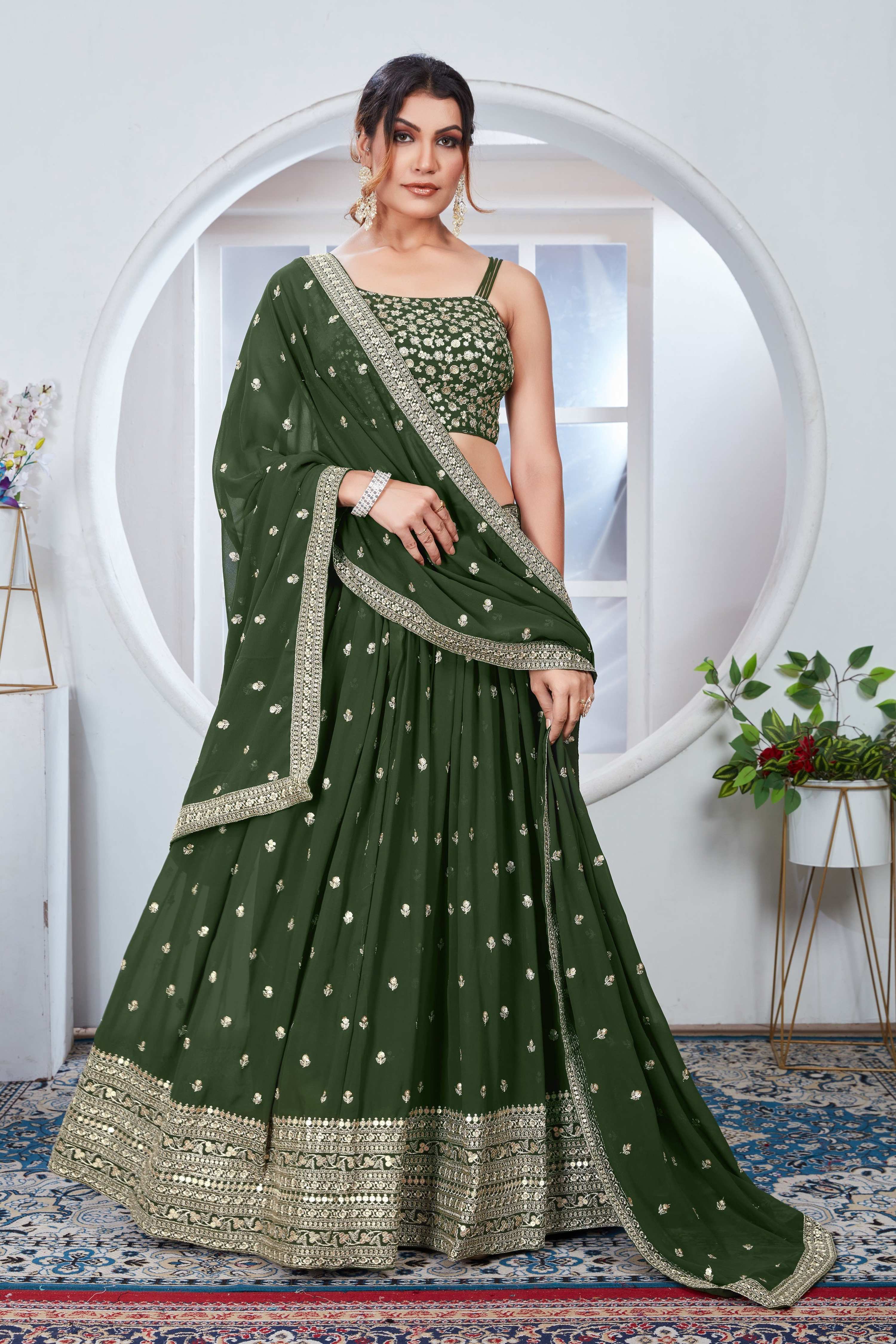Lehenga Mart Designer Wedding Lehenga Choli For Women - Mehndi