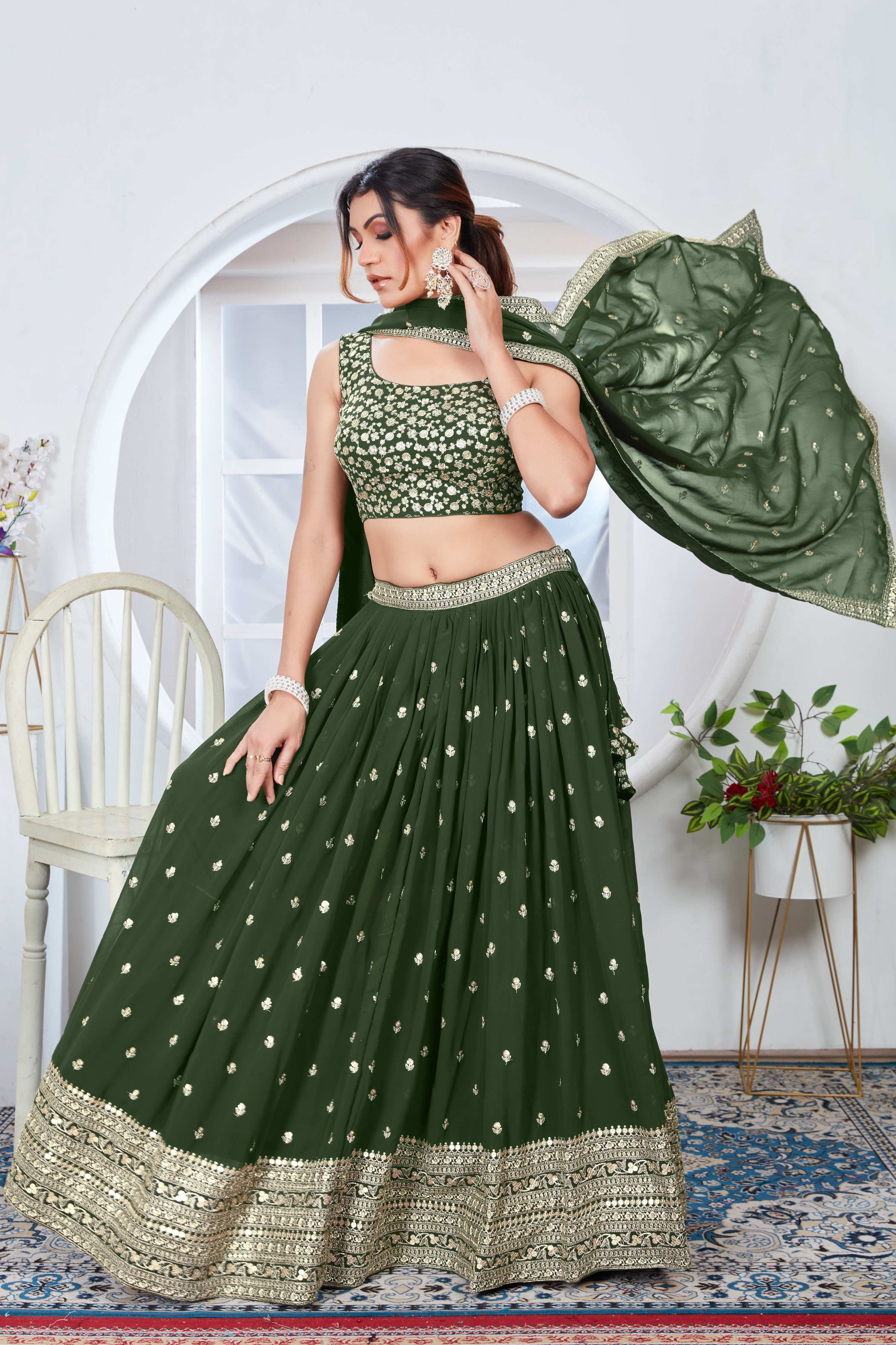 Lehenga Mart Designer Wedding Lehenga Choli For Women - Mehndi