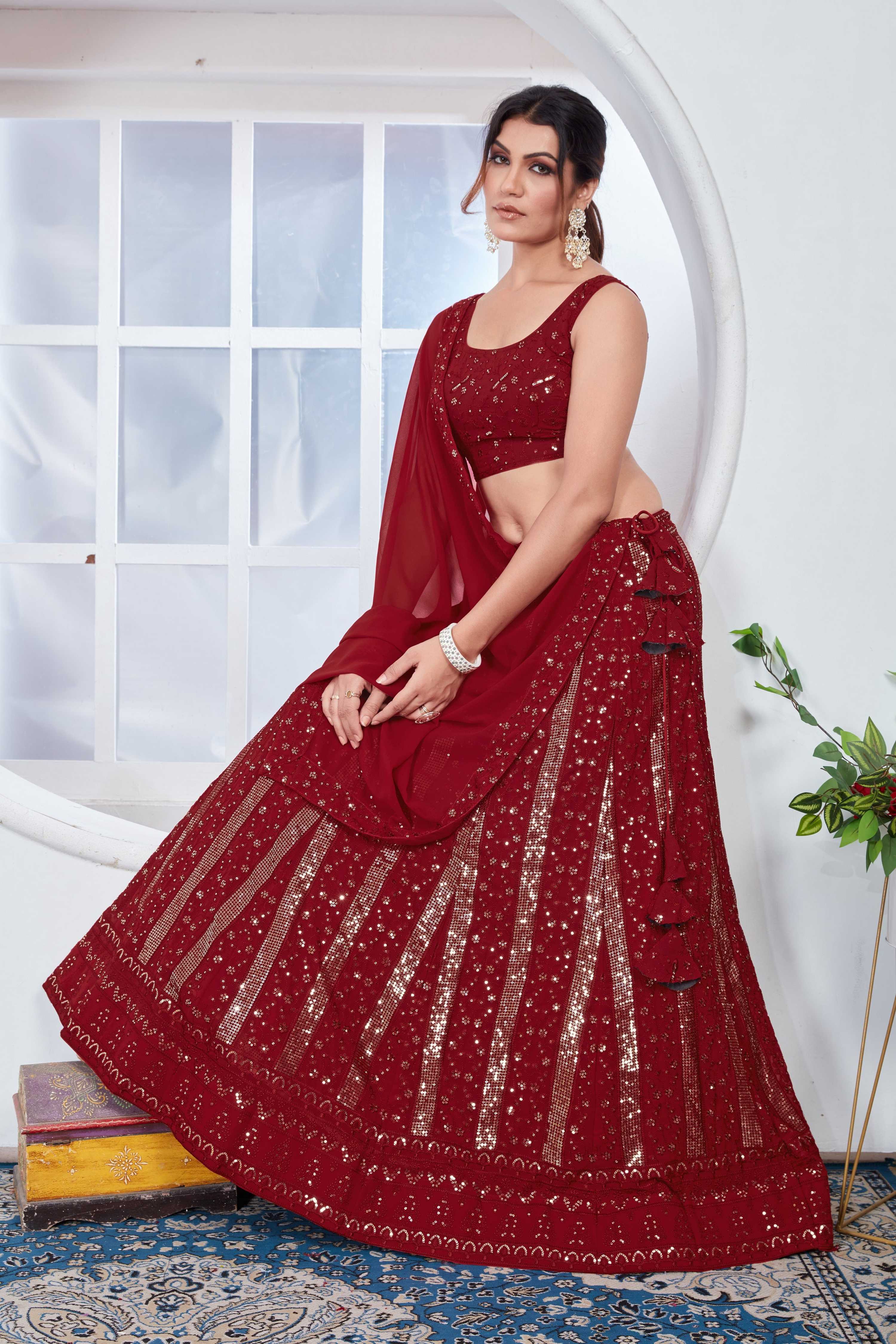 Lehenga Mart Designer Wedding Lehenga Choli For Women - Red