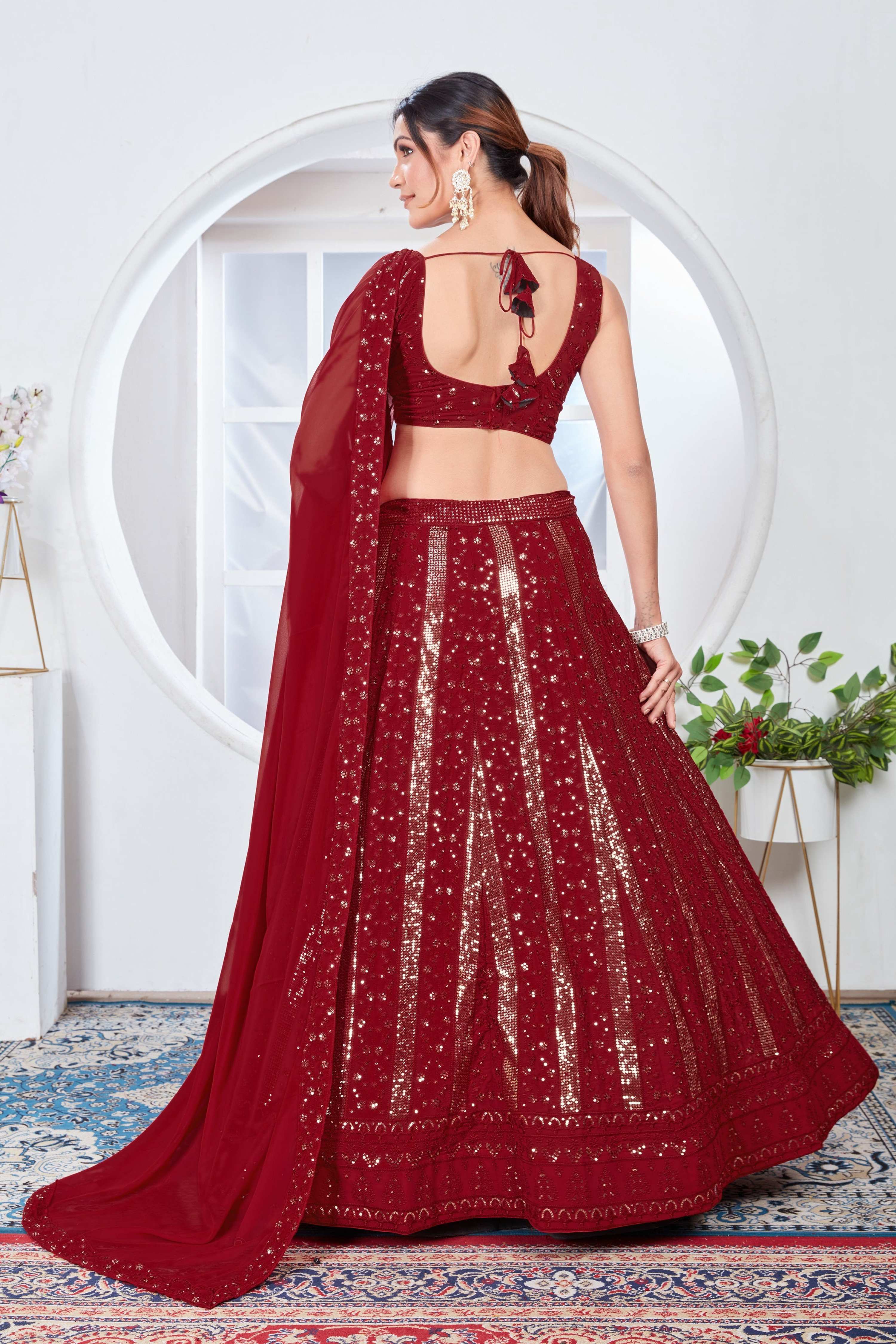 Lehenga Mart Designer Wedding Lehenga Choli For Women - Red