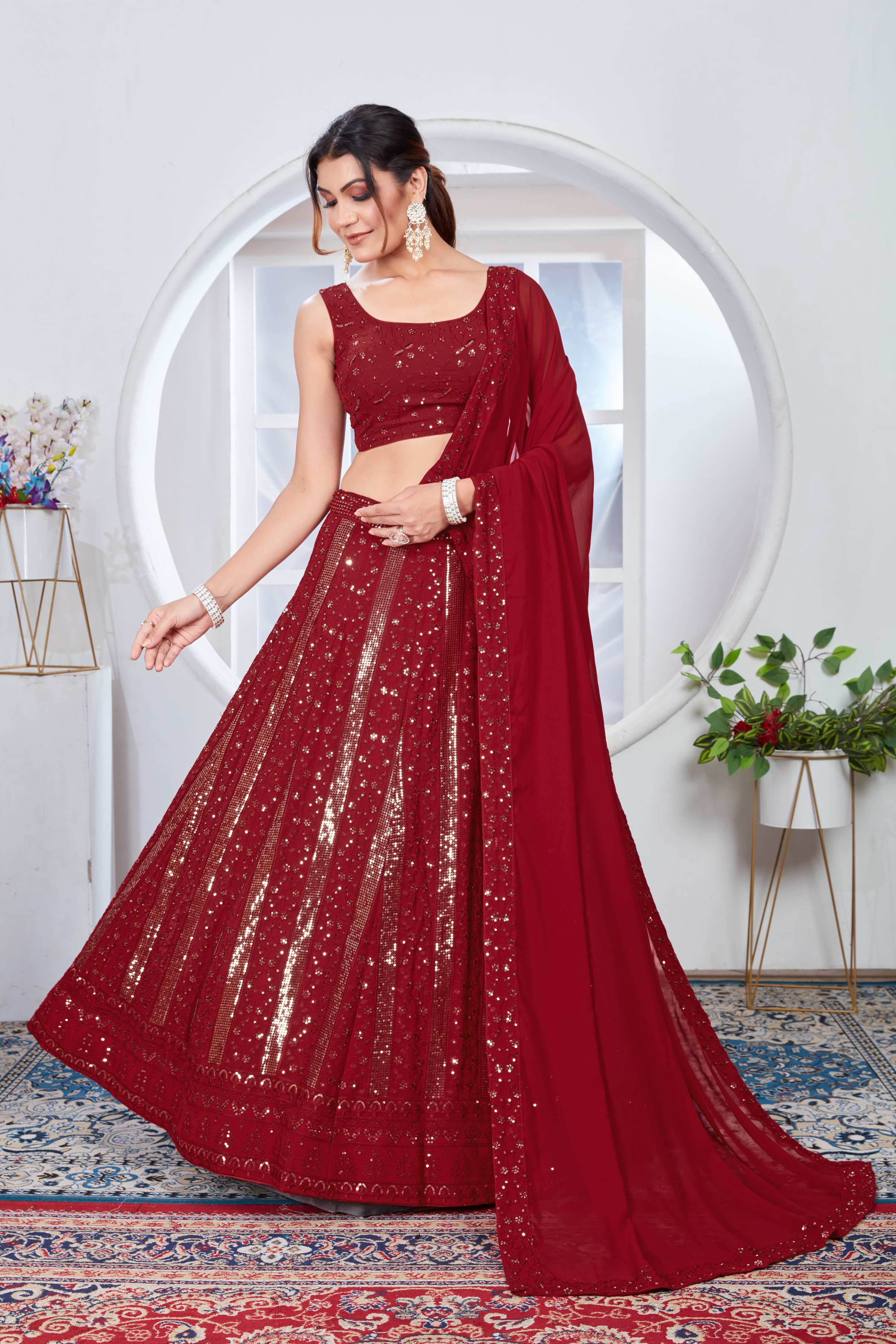 Lehenga Mart Designer Wedding Lehenga Choli For Women - Red
