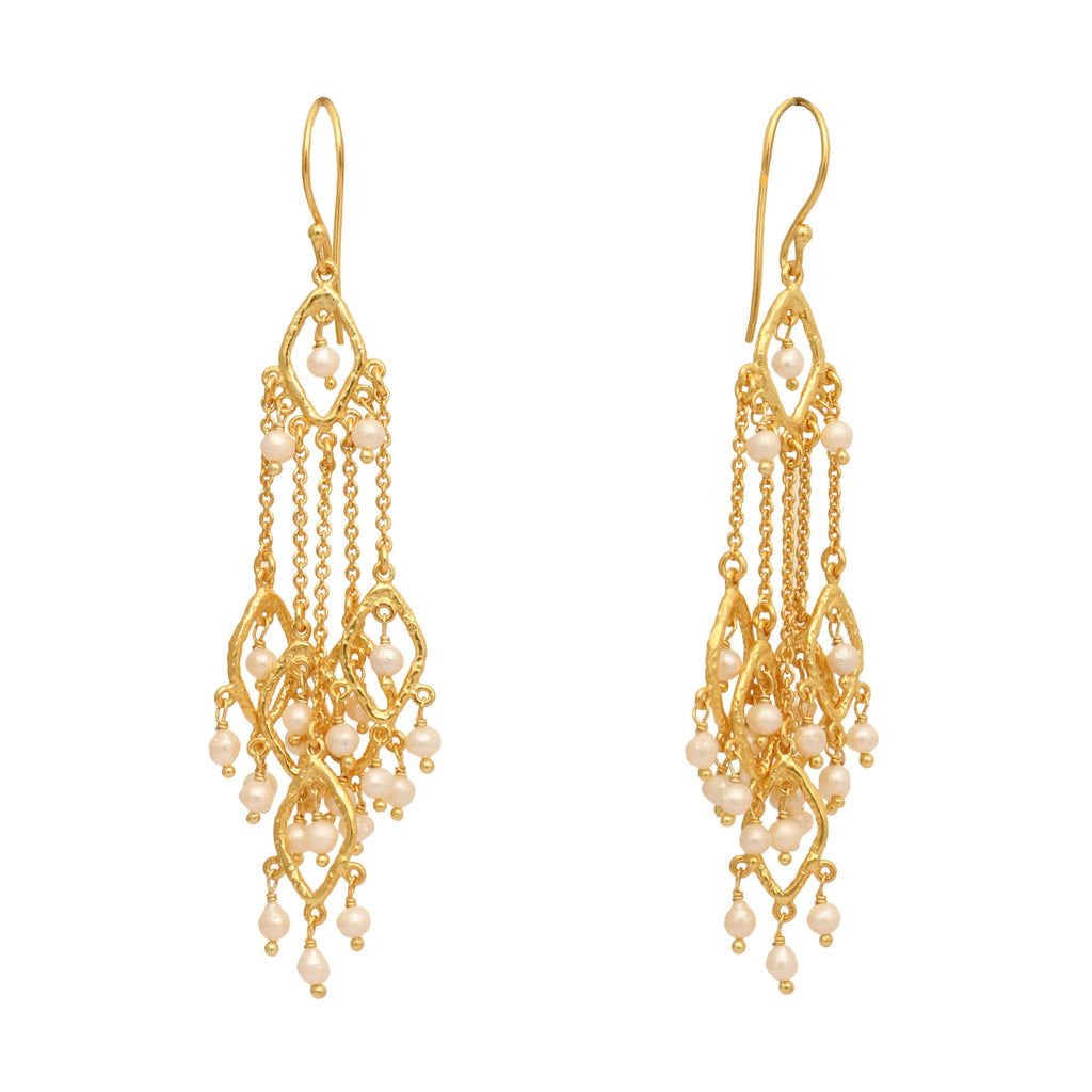 Nuyug 18k String of Pearls Gold Anti Tarnish Earrings - Distacart