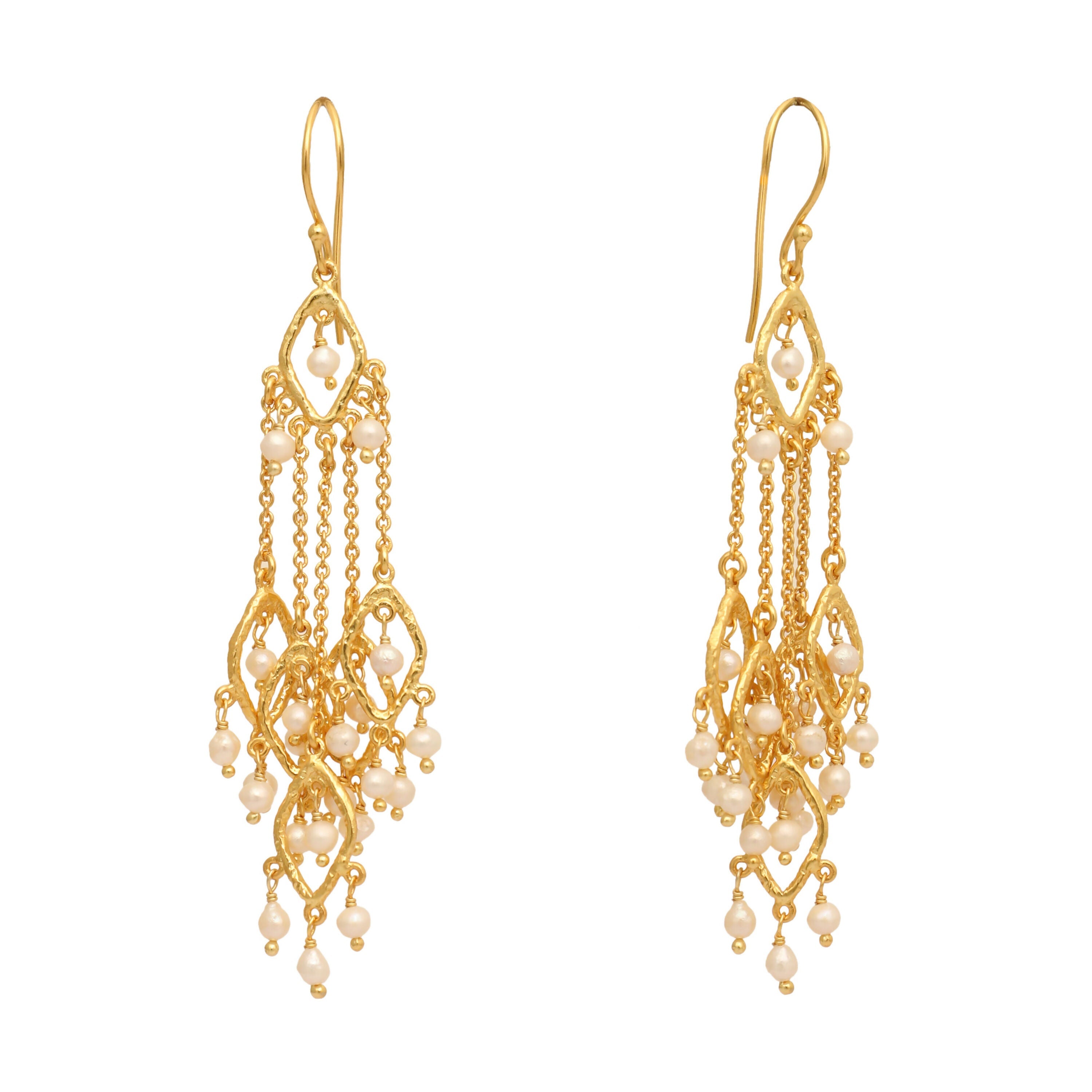 Nuyug 18k String of Pearls Gold Anti Tarnish Earrings - Distacart