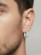 NVR Men's Silver Plated Geomatric Shaped Hoop Earrings - Distacart