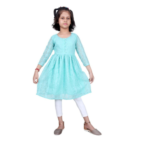Akarshan viscose Lukhnowi Chikankari Anarkali kurta with Leggings - Green