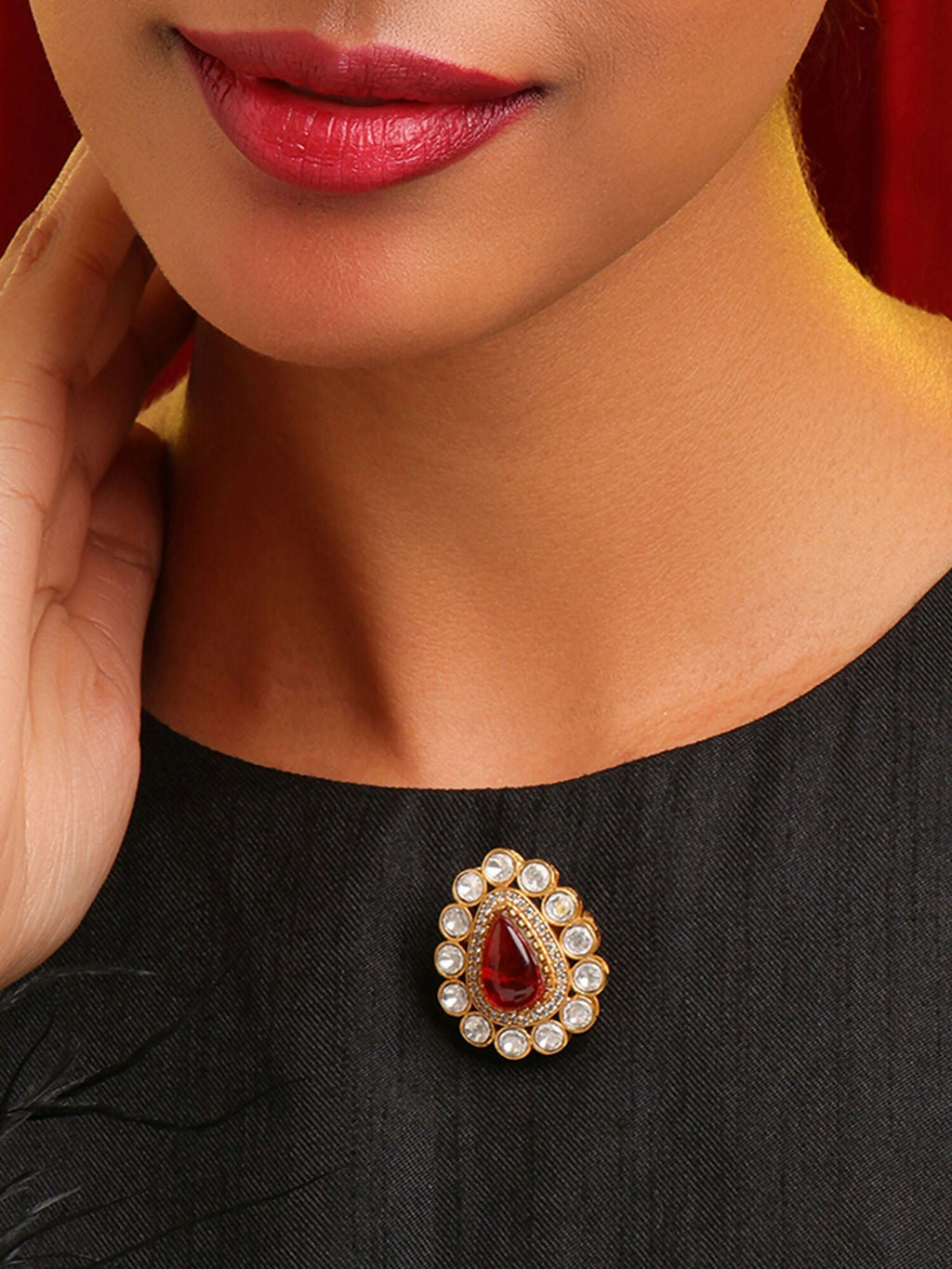 Ruby Raang Teardrop Brooch