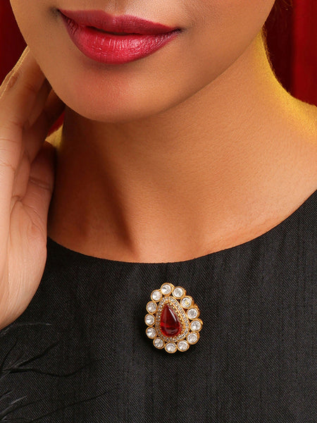 Ruby Raang Teardrop Brooch