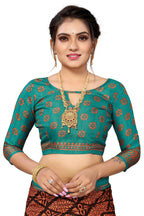 Vamika Brown Printed Art Silk Saree