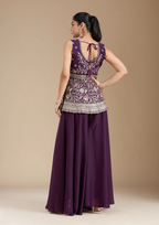 Teeya Creation WIne Color Star Georgette Party Wear Designer Peplum Sharara Set