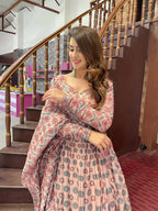 Partywear Designer Peach Chanderi Suit - Anbazaar - Distacart