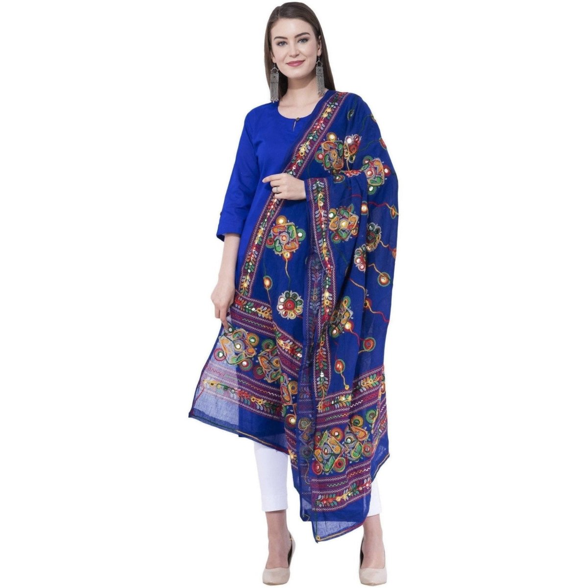 A R SILK Royal blue Color Gurjari Pure cotton Dupattas and Chunnis