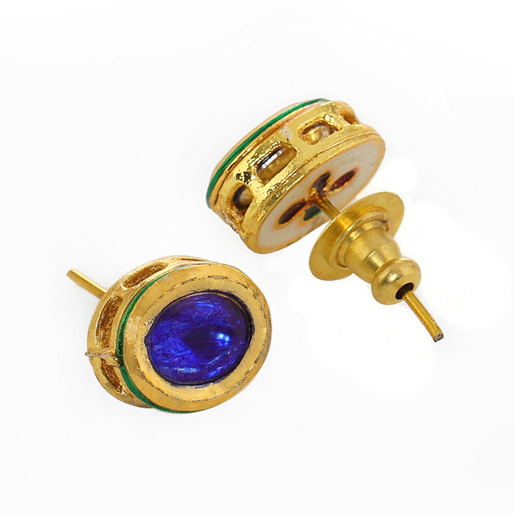 Blue Kundan Studs (Blue) - Ruby Raang - Distacart