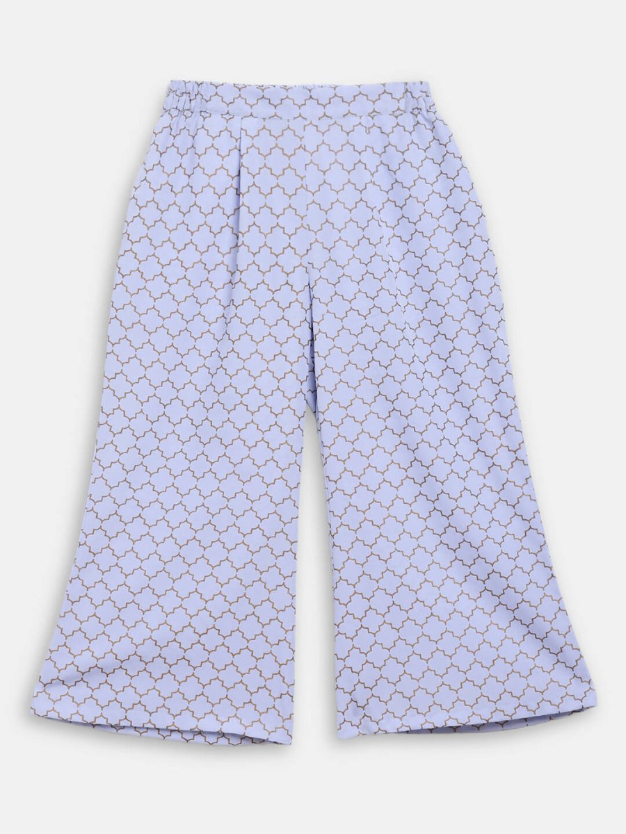 Ahalyaa Blue Crepe Printed Kids Kurta Palazzo Set For Girls