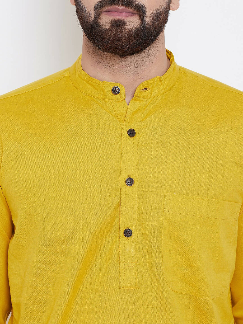 Even Apparels Yellow Men's Pure Cotton Kurta With Band Collar - Distacart