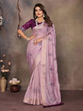 Vedant Vastram Chiffon Net Embroidery work Bollywood Fancy Saree - Lavender
