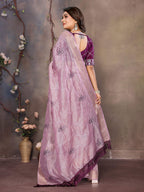 Vedant Vastram Chiffon Net Embroidery work Bollywood Fancy Saree - Lavender
