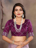 Vedant Vastram Chiffon Net Embroidery work Bollywood Fancy Saree - Lavender