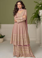 Vegaa Fashion light-pink embroidery Real Georgette Salwar Suit - Distacart