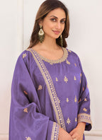 Vegaa Fashion Purple Embroidery Real Simar Silk Salwar Suit - Distacart