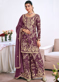 Vegaa Fashion light-purple Embroidery Chinon Silk Salwar suit - Distacart
