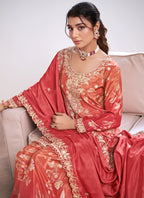 Vegaa Fashion Red Embroidery Chinon Silk Salwar suit - Distacart