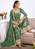 Vegaa Fashion Dark-green Embroidery Chinon Silk Salwar suit - Distacart